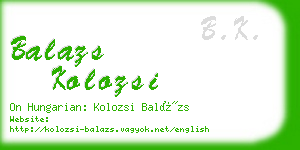balazs kolozsi business card